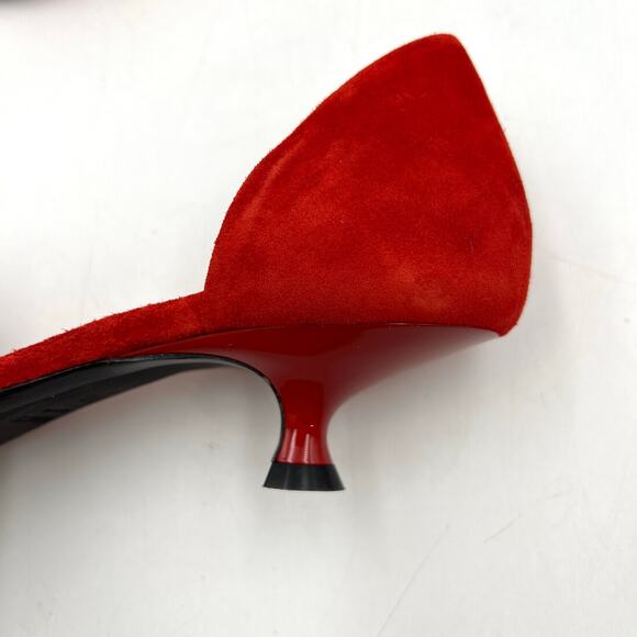 Khaite Seville Suede d’Orsay Heels Red Pointy Toe Kitten - Picture 7 of 14